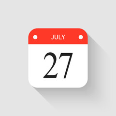 Vector icon page day calendar - 27 July month
