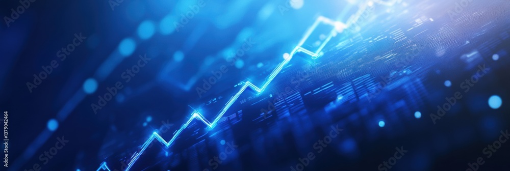 Aufkleber 3d line graph illustrating consistent growth with abstract arrows against blue background for financ