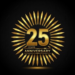 Naklejka premium Golden 25 year anniversary celebration design for special event promotion