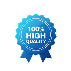 100 peercent high quality badge, Vector Icon isolated on white 