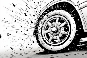 Isolated car wheel on white background showcasing design and detail for automotive enthusiasts