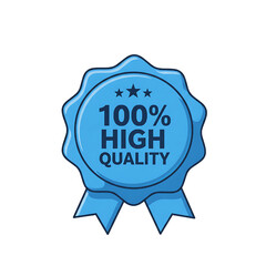100 peercent high quality badge, Vector Icon isolated on white 