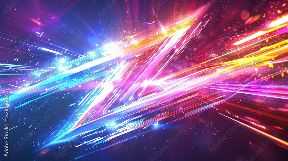 Poster abstract light speed collision - vibrant abstract artwork depicting a collision of light streaks and