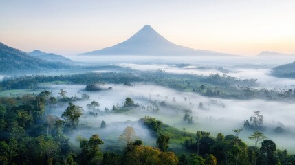 Misty Mountain Valley Sunrise