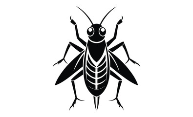 Cricket isolated on white silhouette