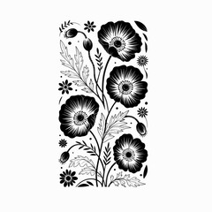 White and black flowers  Vector artwork of silhouette templates
