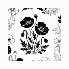 White and black flowers  Vector artwork of silhouette templates