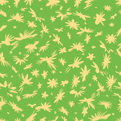 Modern trendy pattern with abstract monochrome colors on a green background. Flat floral background.