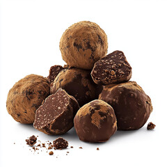 chocolate truffles on a white background