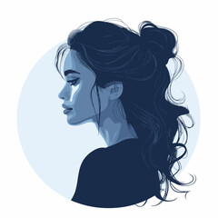 Beautiful girl with long hair. Vector illustration in flat style.