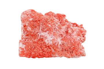 Frozen hamburger ground beef with freezer burn isolated on white