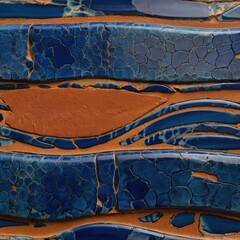 Highly detailed texture of glazed ceramic with smooth curves and subtle imperfections. The material should display glossy highlights and a rich color palette like deep blue or terracotta to emphasize 