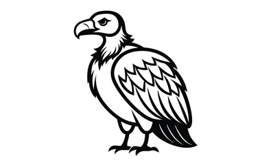 Black vulture on white silhouette