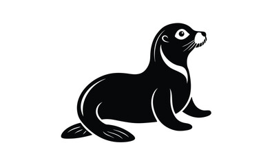 Seal on white background silhouette