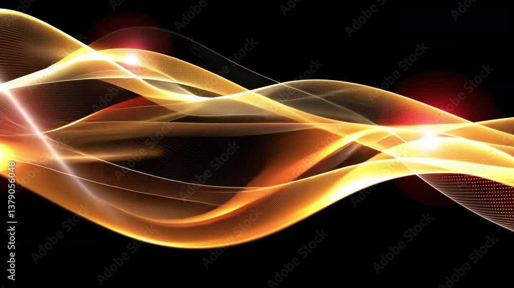 Poster abstract wave design with flowing lines in warm colors, creating dynamic visual effect of movement a