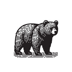 Brown Bear Vector Icon – Vintage Logo & Rustic Illustration