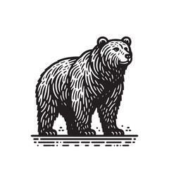 Brown Bear Vector Icon – Vintage Logo & Rustic Illustration