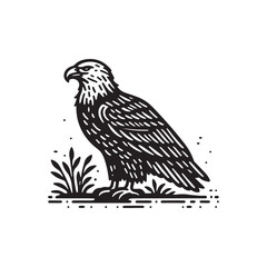 Simple Bald Eagle Side View Vector Icon – Vintage Logo & Rustic Illustration