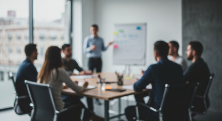 Blurred Business Meeting: Teamwork, Presentation, & Collaboration | Office Success