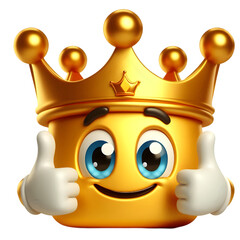 3D CUTE Golden crown . isolated on white background.