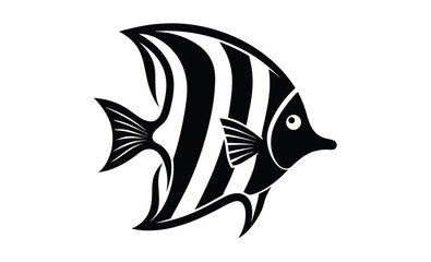 Black and white butterflyfish silhouette