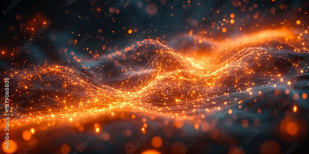 Poster interconnected glowing patterns create a mesmerizing anime-inspired visual experience at night in an
