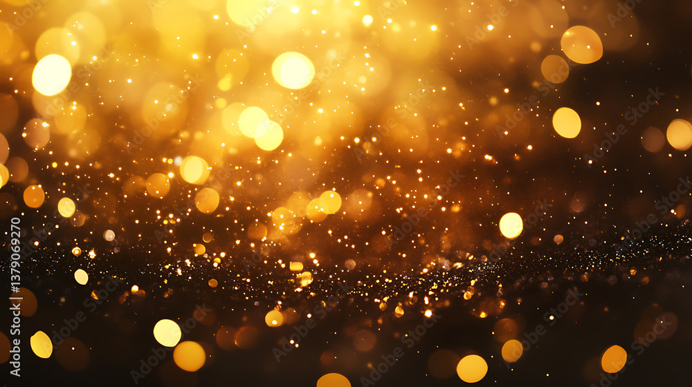 Aufkleber Gold glowing luxurious blurred texture background with bokeh and shimmering sparkles
