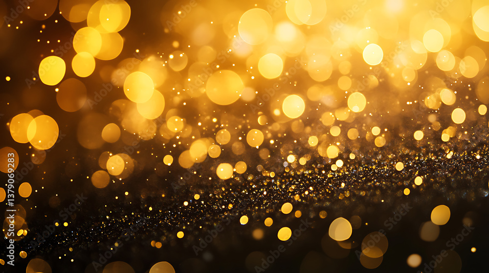 Poster gold glowing luxurious blurred texture background with bokeh and shimmering sparkles