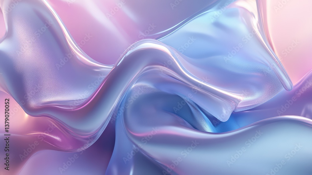 Aufkleber soft flowing fabric in pastel color palette with iridescent shine, creating an ethereal and dreamy a
