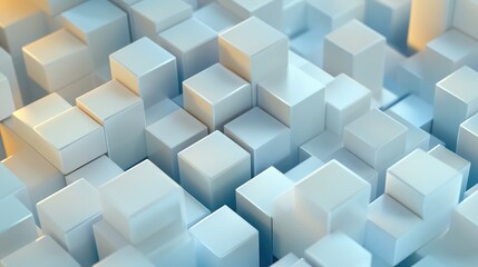 Fototapeta premium Abstract composition of white geometric blocks arranged in a staggered pattern creating a sense of depth and modern design in a minimalistic style