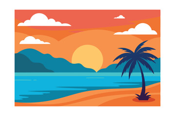 Obraz premium tropical beach with palm trees
