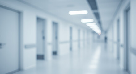 Fototapeta premium Hospital Hallway: Blurred Vision of Healing, Serenity, and Medical Care Waiting