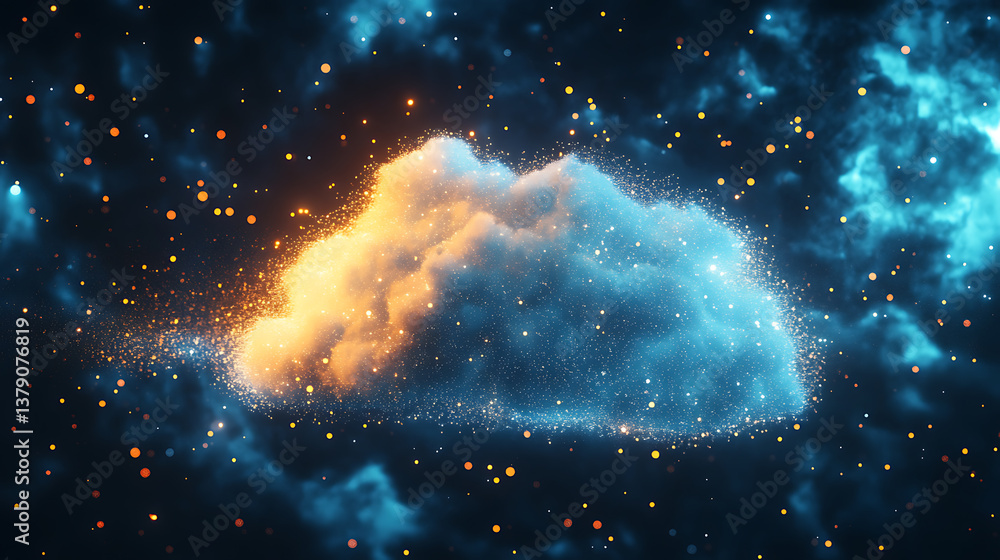 Poster cloud computing technology concept with mockup space
