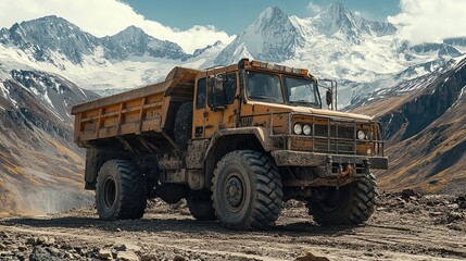Obraz premium Off-Road Transport Vehicles in Mining Off-Road Mining Vehicles Used for Transporting Materials, Personnel, and Equipment Across Rugged Terrain and Remote Mining Sites
