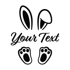 Bunny Split Name Frame Easter Rabbit Monogram Baby Hare Ears and Paws