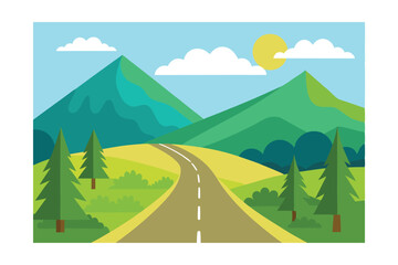 Obraz premium landscape with mountains and road