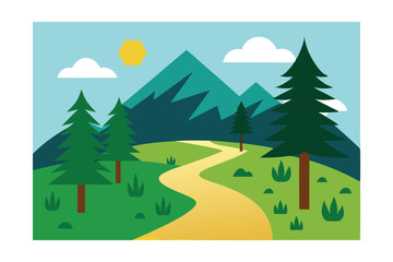 winter landscape with trees and mountains