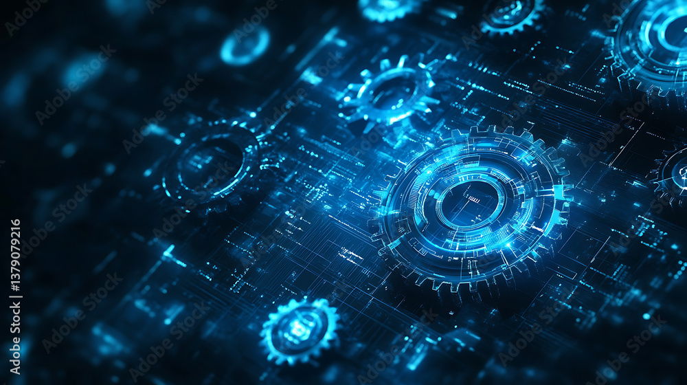 Poster blue abstract digital background data