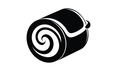 Roll cake isolated white silhouette