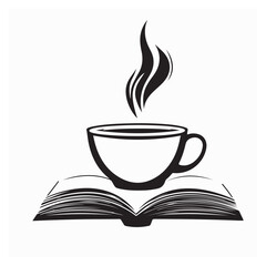A Delicious Cup of Coffee on Top of an Open Book, Perfect for Reading and Relaxing image vector.