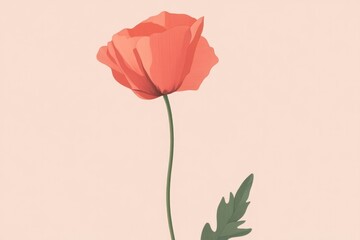 An elegant illustration of a stylized flower against a soft beige background, blending simplicity with beauty, perfect for conveying a sense of calmness and tranquility.