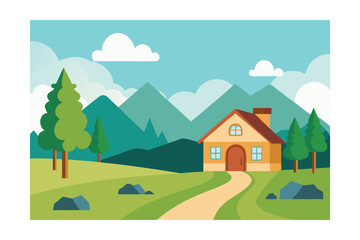 Fototapeta premium rural landscape with house