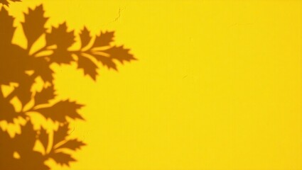 Fototapeta premium Yellow wall texture with leaves shadow background
