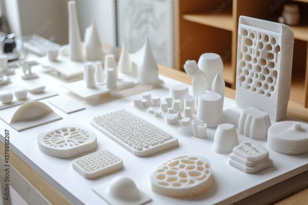 Fototapete a white table displaying various white objects neatly arranged on its surface illustrate the impact 