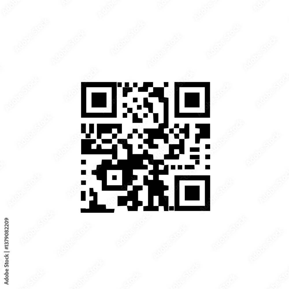Fototapete qr code icon. fake template of quick responce matrix barcode in square grid. mobile phone camera rea