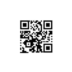 QR code icon. Fake template of quick responce matrix barcode in square grid. Mobile phone camera readable digital label isolated on white background. Vector graphic illustration. eps10