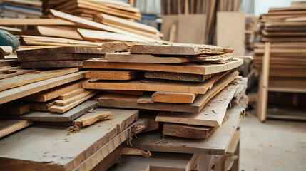 Fototapeta premium Pile of wood are stacked up against each other