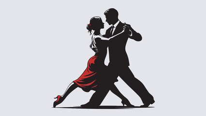 Tango Dance Silhouette, Elegant Dancing Couple