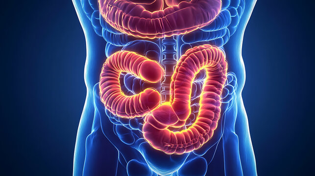 Constipation anatomy and constipated symptoms as stool bowel movement problem as an intestine and rectum of a digestive system as a gastrointestinal medical symbol