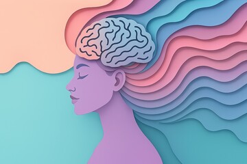 International Parental Mental Health Awareness Week. Blue monday or mental health day. woman with a puzzle brain. Neurodiversity, Disability Pride Month, world brain day, dementia